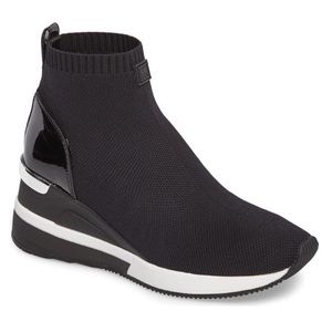 Michael Kors wedge sneakers sock booties black wedges booties pull on sneakers